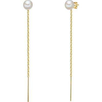 Valero Pearls Kolczyki wiszące z perłą srebro wysokiej próby Perła hodowlana słodkowodna żółte złoto 1 ct Damski