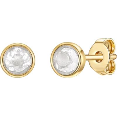 Glanzstücke München Srebrne kolczyki sztyfty srebro wysokiej próby Kryształ górski żółte złoto Kolczyki 1 ct Damski