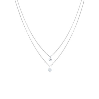 Elli Damski warstwowy płytka Basic z kryształem w srebrze próby 925 Sterling Silver Naszyjniki 1 ct