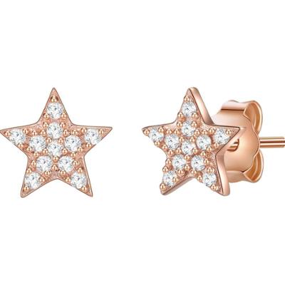 Glanzstücke München Srebrne kolczyki sztyfty Gwiazda srebro wysokiej próby Cyrkonia różowe złoto Kolczyki 1 ct Damski