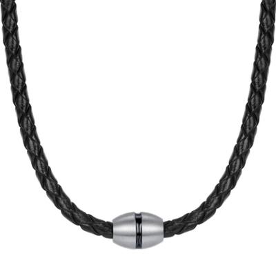 True Rebels Skórzany naszyjnik Skóra naturalna czarny Biżuteria męska 1 ct Męskie