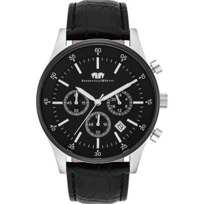 Rhodenwald & Söhne Chronograf Goodwill Srebrny/czarny Skóra naturalna Czarny Zegarki damskie 1 ct Męskie