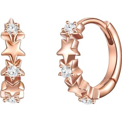 Glanzstücke München Srebrne kolczyki kreole Gwiazdy srebro wysokiej próby Cyrkonia różowe złoto Kolczyki 1 ct Damski