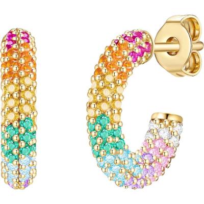 Glanzstücke München Srebrne kolczyki kreole srebro wysokiej próby Cyrkonia żółte złoto Kolczyki koła 1 ct Damski