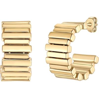 Yokoamii Kolczyki kólka z pozlacanego mosiadzu 1 ct Damski