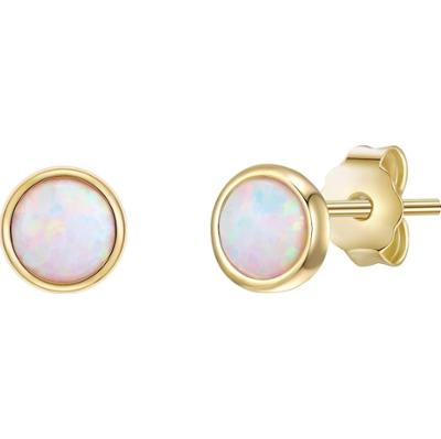 Glanzstücke München Srebrne kolczyki sztyfty srebro wysokiej próby Opal (synt.) żółte złoto Kolczyki 1 ct Damski
