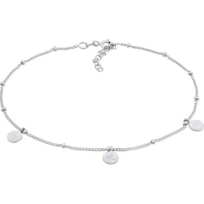 Elli Damska bransoletka na kostkę Kulka płytka młotkowane srebro 925 Sterling Silver Bransoletki na nogę 1 ct Damski