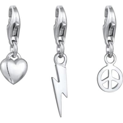 KUZZOI Męski zestaw charmsów Heart Lightning Peace ze słodkowodną perłą hodowlaną ze srebra próby 925 Biżuteria męska 1 ct Męskie