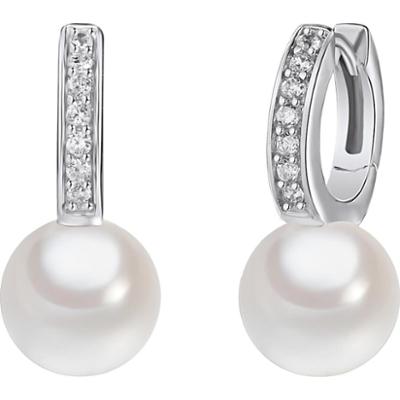Rafaela Donata Srebrne kolczyki kreole srebro wysokiej próby Cyrkonia Perła naturalna srebrny Kolczyki koła 1 ct Damski