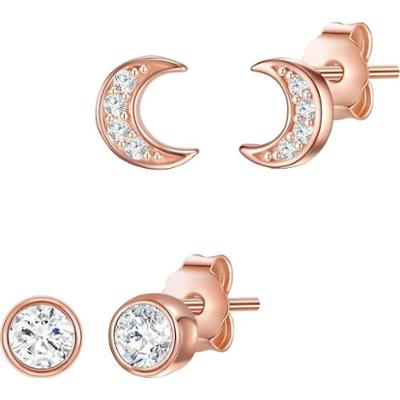 Glanzstücke München Srebrne kolczyki sztyfty Półksiężyc srebro wysokiej próby Cyrkonia różowe złoto Kolczyki 1 ct Damski