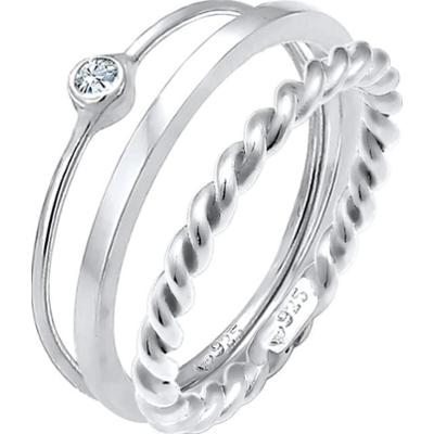 Elli Zestaw damski pasjans Basic Twisted z kryształem ze srebra próby 925 Pierścionki 1 ct Damski