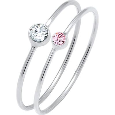 Elli Komplet damski Elegancki zestaw podstawowy z kryształami wykonany ze srebra próby 925 Sterling Silver Pierścionki 1 ct Damski