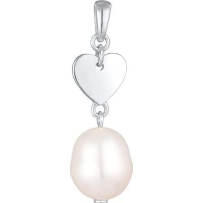Nenalina Damski wisiorek z motywem serca z perłą hodowlaną słodkowodną ze srebra próby 925 Sterling Silver Wisiorki 1 ct
