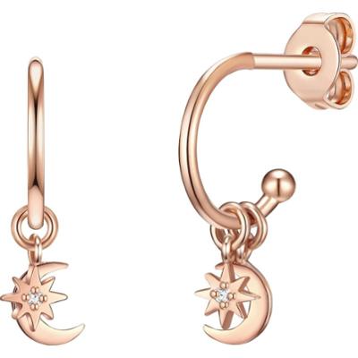 Glanzstücke München Srebrne kolczyki sztyfty Półksiężyc/gwiazda srebro wysokiej próby Cyrkonia różowe złoto Kolczyki 1 ct Damski