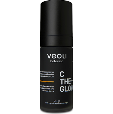 Veoli Botanica C THE GLOW rozjaśniająco-wyciszające serum wodno-żelowe z glukozydem askorbylu 10% i trokserutyną 1% Serum z witaminą c 30 ml