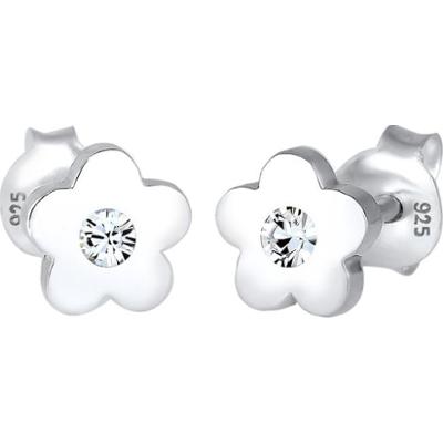 Elli Kolczyki dziecięce symbol kwiatu z różowym kryształem ze srebra próby 925 Sterling Silver 1 ct Damski