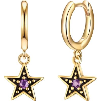 Glanzstücke München Kolczyki Gwiazda z Srebro wysokiej próby w Żółte złoto 1 ct Damski