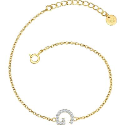 Glanzstücke München Bransoletka Litera R z Srebro wysokiej próby w Żółte złoto Bransoletki 1 ct Damski