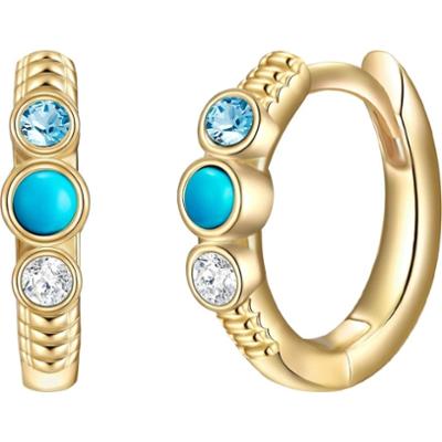Glanzstücke München Srebrne kolczyki kreole srebro wysokiej próby Turkusowy (rek.) żółte złoto Kolczyki 1 ct Damski