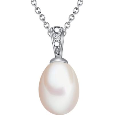 Lulu & Jane Srebro wysokiej pr óby Brylant Perła hodowlana słodkowodna Naszyjniki 1 ct Damski