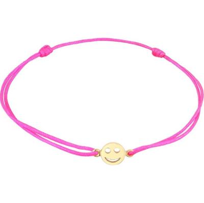 Elli Damski symbol uśmiechniętej twarzy z czerwonym nylonem z pozłacanego srebra próby 925 Sterling Silver Bransoletki 1 ct