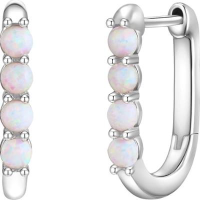 Glanzstücke München Srebrne kolczyki kreole srebro wysokiej próby Opal (synt.) srebrny Kolczyki koła 1 ct Damski