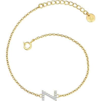 Glanzstücke München Bransoletka Litera R z Srebro wysokiej próby w Żółte złoto Bransoletki 1 ct Damski