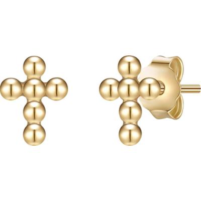 Glanzstücke München Kolczyki Krzyżyk z Srebro wysokiej próby w Żółte złoto 1 ct Damski