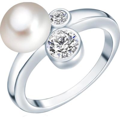 Valero Pearls Pierścionek z perłą srebro wysokiej próby Cyrkonia Perła hodowlana słodkowodna srebrny Pierścionki 1 ct Damski