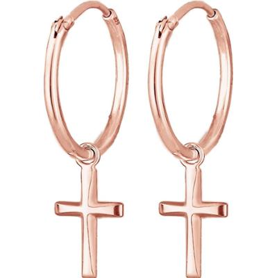 Elli Damskie kreole zawieszka krzyżyk wiara religia w srebrze 925 Sterling Silver Kolczyki 1 ct