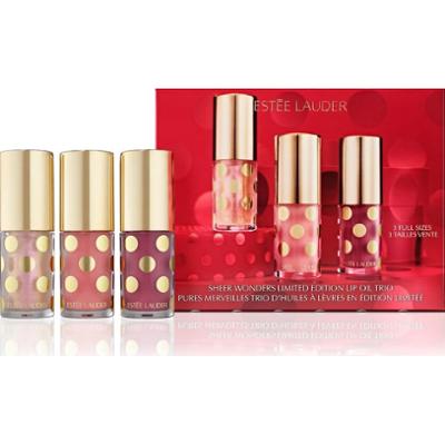 Estée Lauder Sheer Wonders Lip Oil Trio Holiday Makeup Gift Set Błyszczyki 1 ct 1 szt.