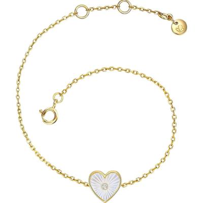 Glanzstücke München Srebrna bransoleta srebro wysokiej próby Cyrkonia Masa perłowa żółte złoto Bransoletki 1 ct Damski