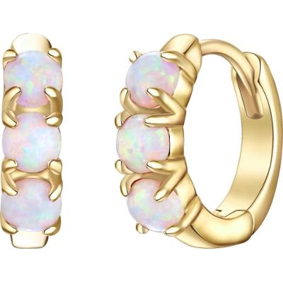 Glanzstücke München Srebrne kolczyki kreole srebro wysokiej próby Opal (synt.) żółte złoto Kolczyki 1 ct Damski