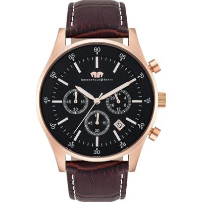 Rhodenwald & Söhne Chronograf Goodwill Różowy złoty Skóra naturalna Ciemnobrazowy Zegarki damskie 1 ct Męskie