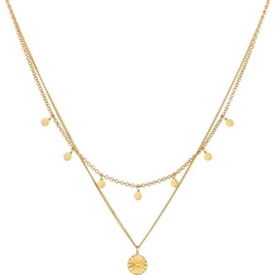 Elli Damska zawieszka warstwowy Disc Sun z pozłacanego srebra próby 925 Sterling Silver Naszyjniki 1 ct Damski