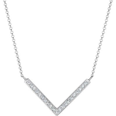 Elli Damski naszyjnik V z kryształami ze srebra próby 925 o długości 45 cm Naszyjniki 1 ct