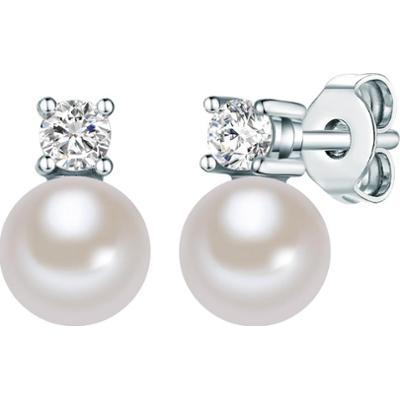 Lulu & Jane Srebro wysokiej pr óby Cyrkonia Perła (synt.) Kolczyki 1 ct Damski