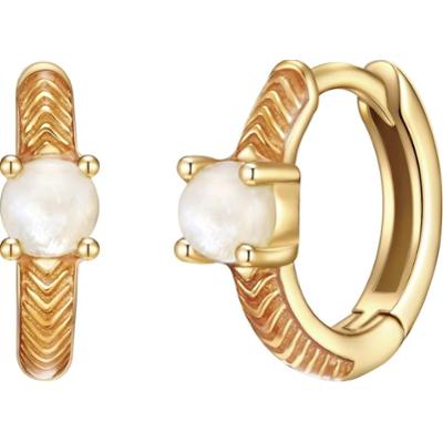 Glanzstücke München Srebrne kolczyki kreole srebro wysokiej próby Kamień księżycowy żółte złoto Kolczyki 1 ct Damski