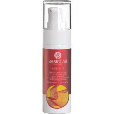 BasicLab Emulsyjne Serum z 1% Czystego Retinolu, 5% Witaminą C i 2% Komórkami Macierzystymi z Wąkrotki Azjatyckiej Odnowa i Stymulacja Serum nawilżają