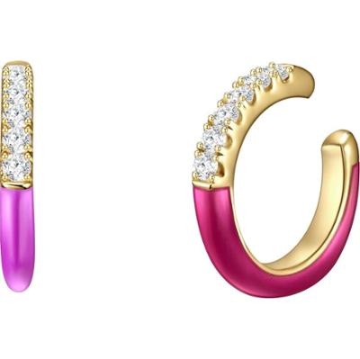 Glanzstücke München Srebrne klamry na ucho srebro wysokiej próby Cyrkonia żółte złoto Kolczyki 1 ct Damski