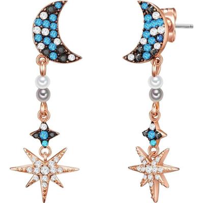 Lulu & Jane Półksiężyc/gwiazda Mosiadz Zdobienie kryształkami Swarovski® Perła (synt.) Kolczyki 1 ct Damski