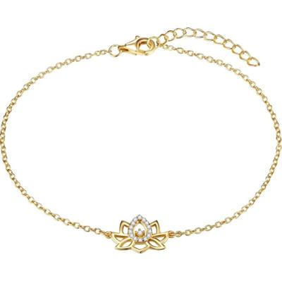 Rafaela Donata Srebrna bransoleta Kwiat lotosu srebro wysokiej próby Cyrkonia żółte złoto Bransoletki 1 ct Damski