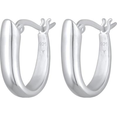 Elli Damskie kolczyki kreole kółka owalne zapięcie ze srebra próby 925 Sterling Silver Kolczyki 1 ct