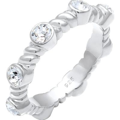 Elli PREMIUM Damska obrączka skręcona mieniąca się kryształami, wykonana ze srebra próby 925 sterling silver Pierścionki 1 ct Damski