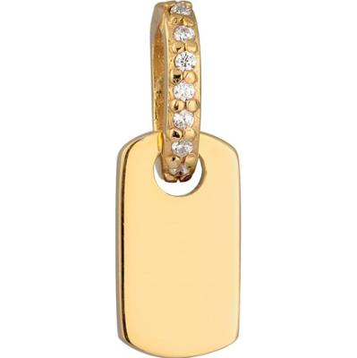 Elli Damski Wisiorek z Kamieniem Prostokąt Cyrkonia Szlif Diamentowy Biały 925 Sterling Silver Pozłacany Wisiorki 1 ct