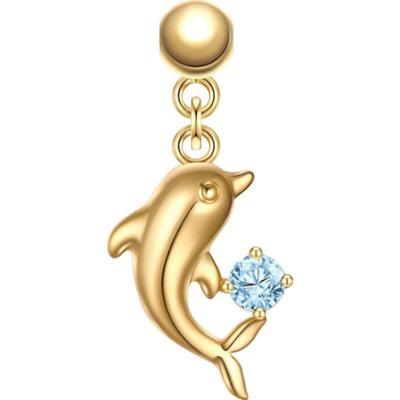 Glanzstücke München Charm Delfin Srebro wysokiej próby Żółte złoto Wisiorki 1 ct Damski