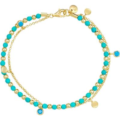 Glanzstücke München Srebrna bransoleta srebro wysokiej próby turkusowy żółte złoto Bransoletki 1 ct Damski