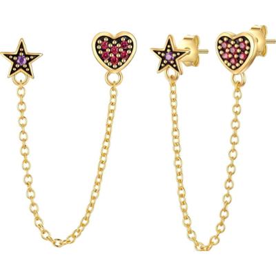 Glanzstücke München Kolczyki Serce/gwiazda z Srebro wysokiej próby w Żółte złoto 1 ct Damski