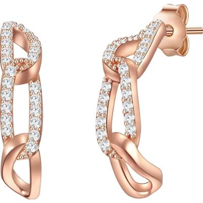 Glanzstücke München Srebrne kolczyki kreole srebro wysokiej próby Cyrkonia różowe złoto Kolczyki 1 ct Damski