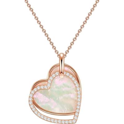Rafaela Donata Naszyjnik srebrny Serce srebro wysokiej próby Cyrkonia Masa perłowa różowe złoto Naszyjniki 1 ct Damski